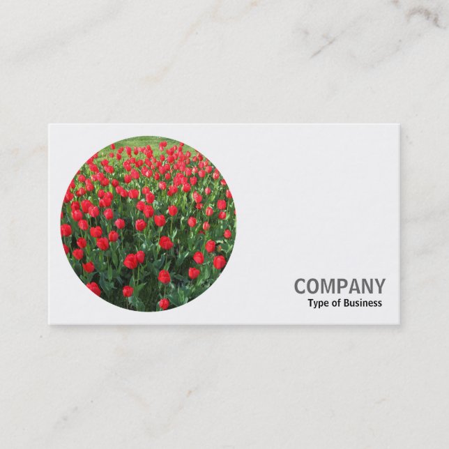 Round Photo - Red Tulips 02 Business Card (Front)