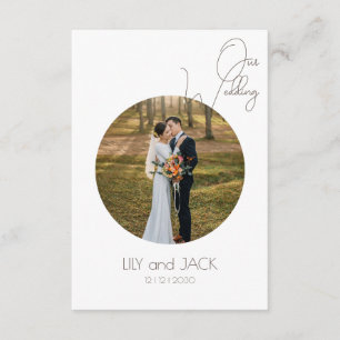 Round Photo Save the Date Minimalist Enclosure Car Card