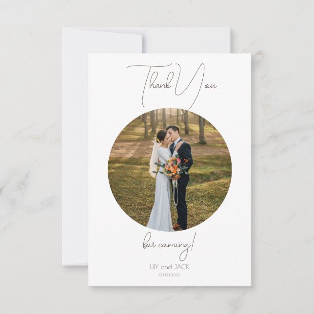 Round Photo Save the Date Minimalist  Thank You Card (Front)