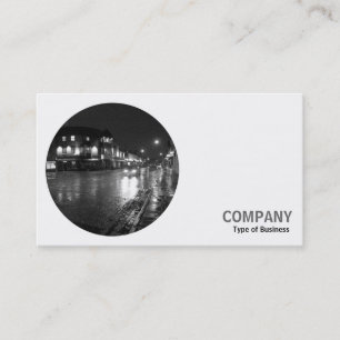 Round Photo - Wet Road at Night B&W Business Card