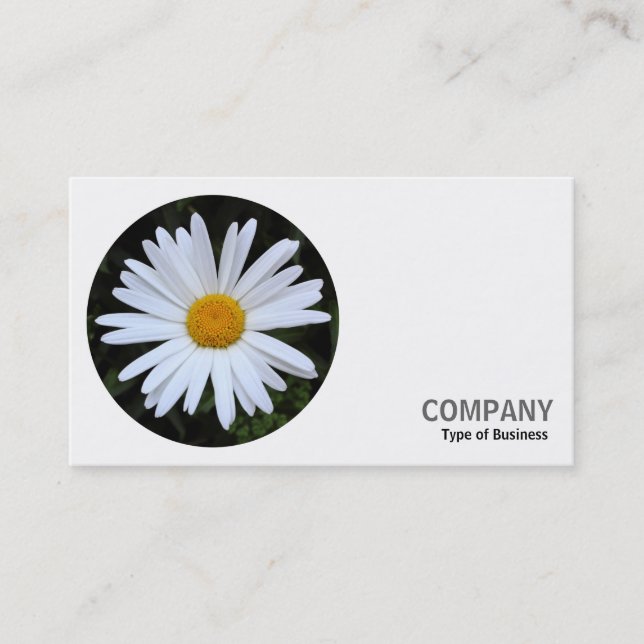 Round Photo - White Daisy 04 Business Card (Front)