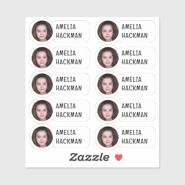 Round Photo with Name 10 Labels (Sheet)