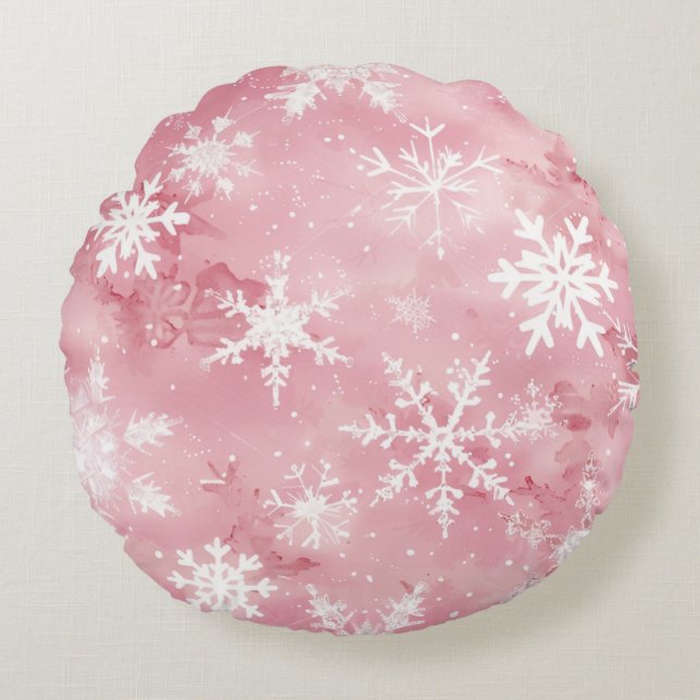 Round Pillow a snow crystal pattern (Front)
