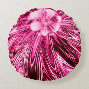Round Pillow Abstract Lines Purple Flower