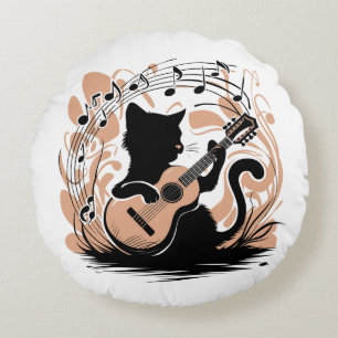 Round Pillow - Black Cat
