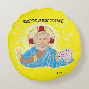 Round Pillow : BLESS OUR HOME LORD JESUS CHRIST