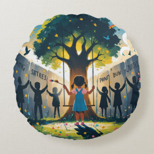 Round pillow, dream themed, fashion, trendy  pillow