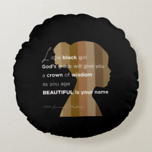 Round Pillow   "Ebony Woman" little black pillow