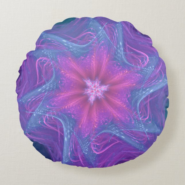 Round Pillow Fractal Delicate Cyan Palette (Front)