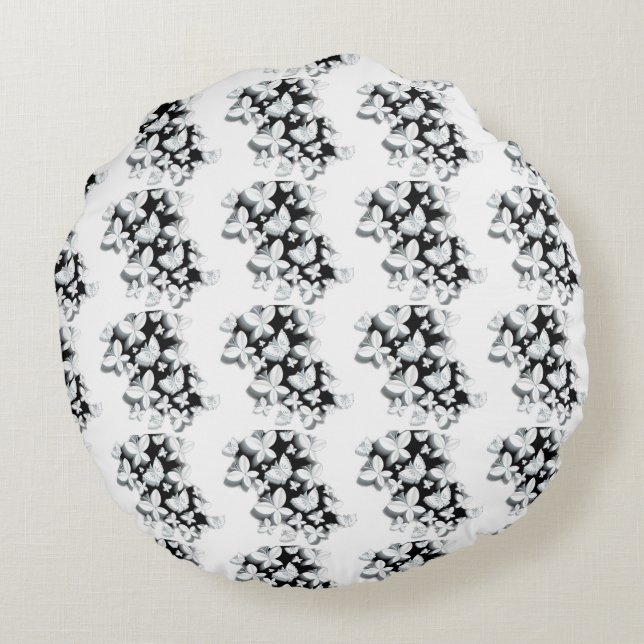 Round pillow grade A cotton " Butterflies" (Back)