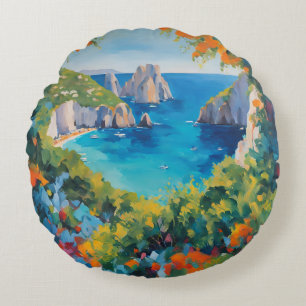 Round Pillow Mediterranean Sea Floral