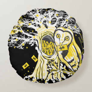 Round Pillow – Urban Tree Owl & Wealth Surreal Pop