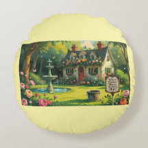 Round Pillow-Victorian Garden Round Pillow