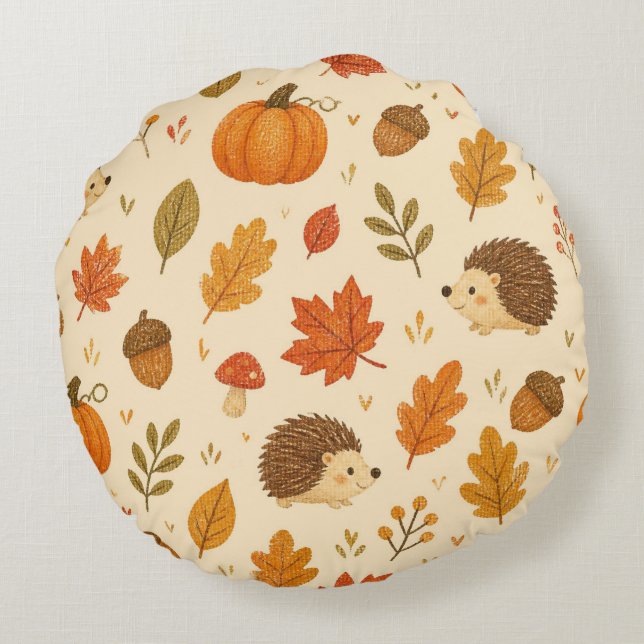 Round pillow with autumn pattern (Back)