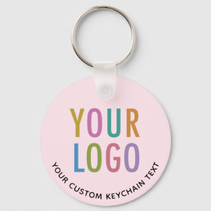 Round Pink Metal Keychain Custom Business Logo