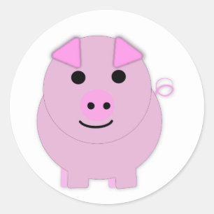 Round Pink Piggy Classic Round Sticker