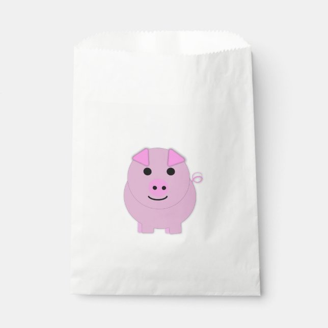 Round Pink Piggy Favour Bag (Front)