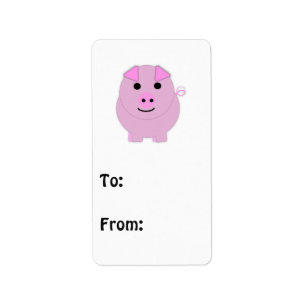 Round Pink Piggy Label