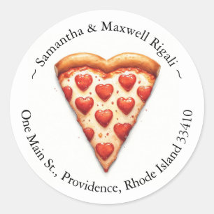 Round Pizza Stickers Return Address Labels