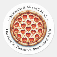 Round Pizza Stickers Return Address Labels