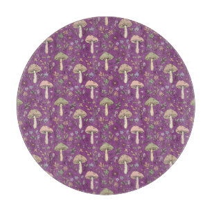 Round Plum Purple Fungi Witchy Circle Cutting Board