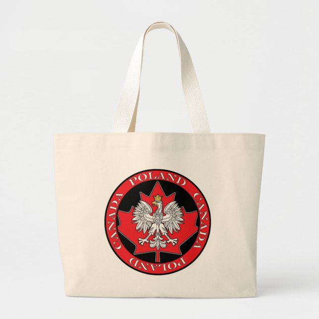 Round Poland Canada Leaf Large Tote Bag (Front)