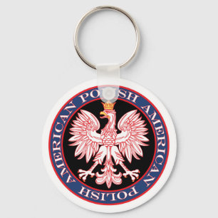 Round Polish American Eagle Keychain