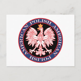 Round Polish American Eagle Postcard