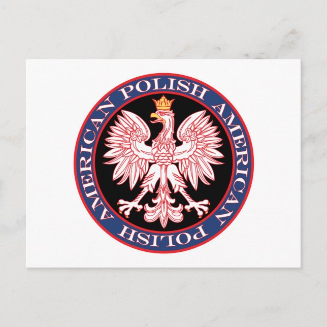 Round Polish American Eagle Postcard (Front)