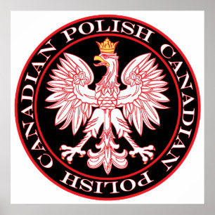 Round Polish Canadian Red Eagle Poster