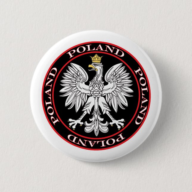 Round Polish Eagle 2 Inch Round Button (Front)