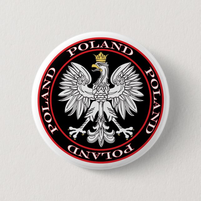 Round Polish Eagle 2 Inch Round Button (Front)