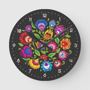 Round Polish folklore composition  Clock