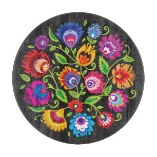 Round Polish folklore composition Cutting Board