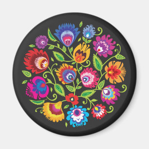 Round Polish folklore composition Magnet