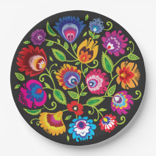Round Polish folklore composition Paper Plate