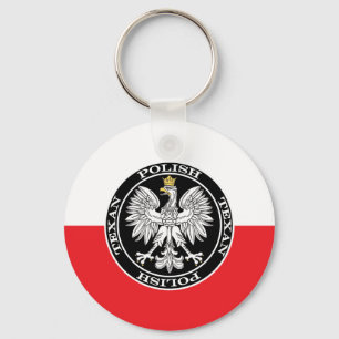 Round Polish Texan Eagle Keychain