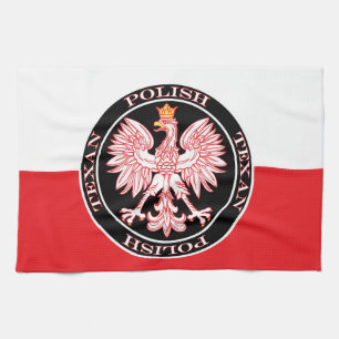 Round Polish Texan Eagle Kitchen Towel