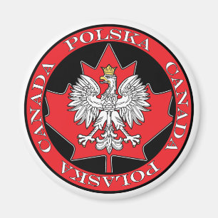 Round Polska Canada Leaf Magnet
