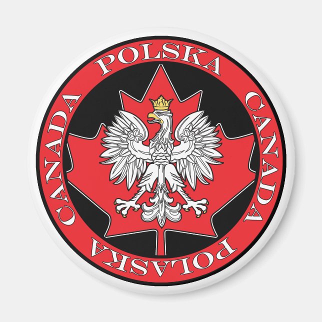 Round Polska Canada Leaf Magnet (Front)