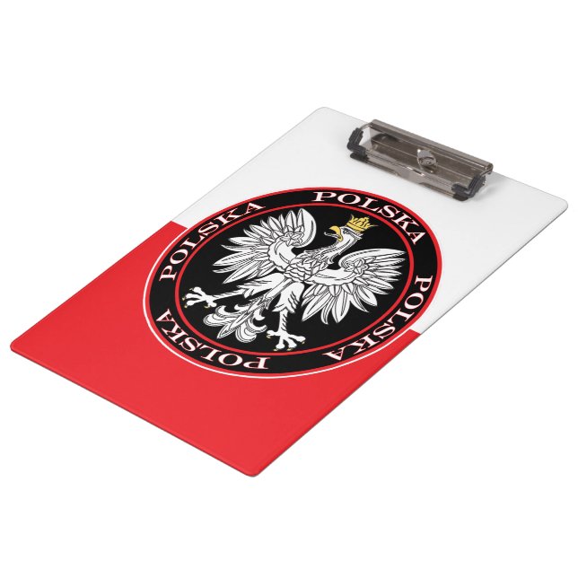 Round Polska Eagle Clipboard (Angled)