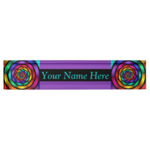 Round Psychedelic Colourful Modern Fractal Art Nam Nameplate