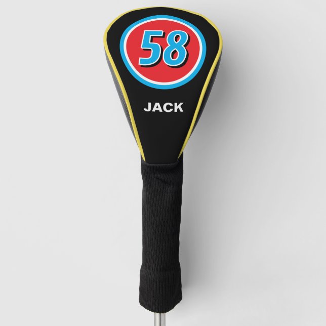 Round race car number logo personalized golf head cover (Front)
