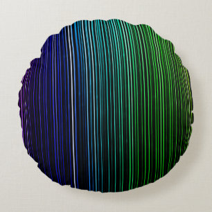Round Rainbow Light Stripes Pillow