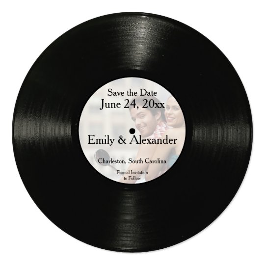 Round Record Personalized Photo Save the Date Card