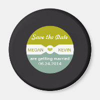 Round Record Save the Date Magnet - music themed
