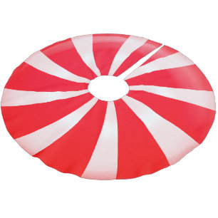 Round Red And White Stripe Candy Cane Brushed Polyester Tree Skirt