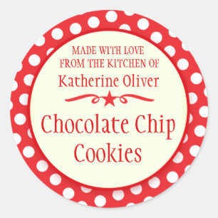 Round red cookie exchange baking gift stickers