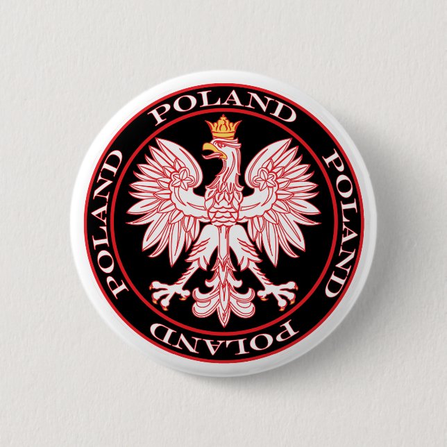 Round Red Polish Eagle 2 Inch Round Button (Front)