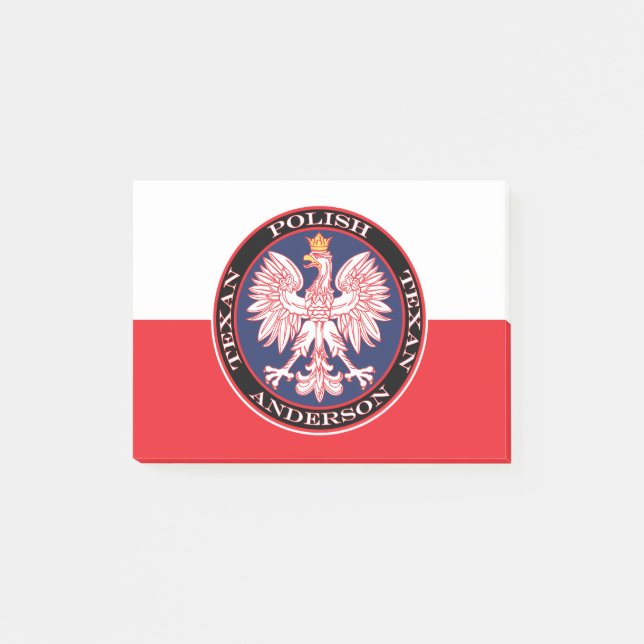 Round Red Polska Eagle Post-it Notes (Front)
